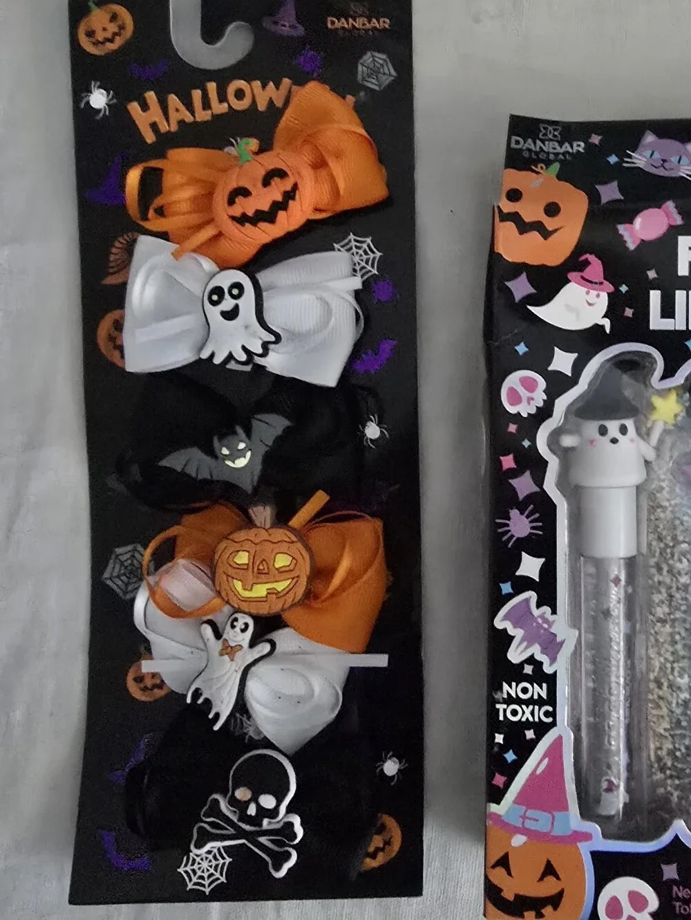Flavored Lip Glosses, Hair Bows Set- Halloween